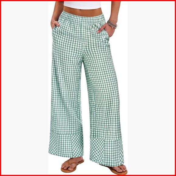 Wide Leg Palazzo Pants with Pockets 100% Rayon Elastic Waist